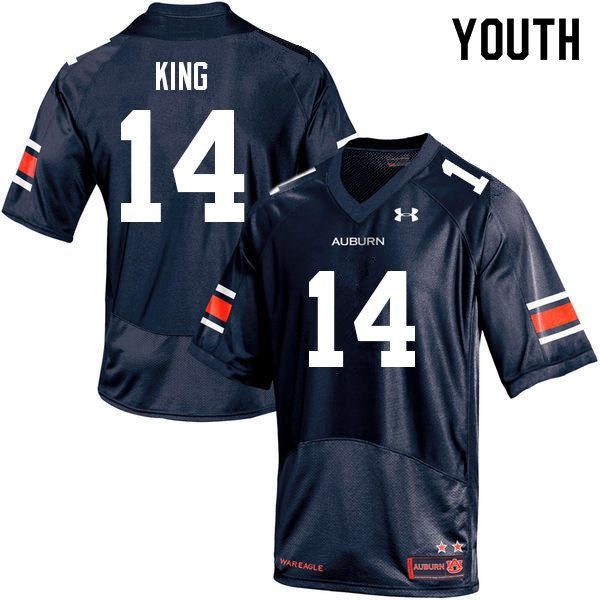 Youth Auburn Tigers #14 Landen King Navy 2022 College Stitched Football Jersey